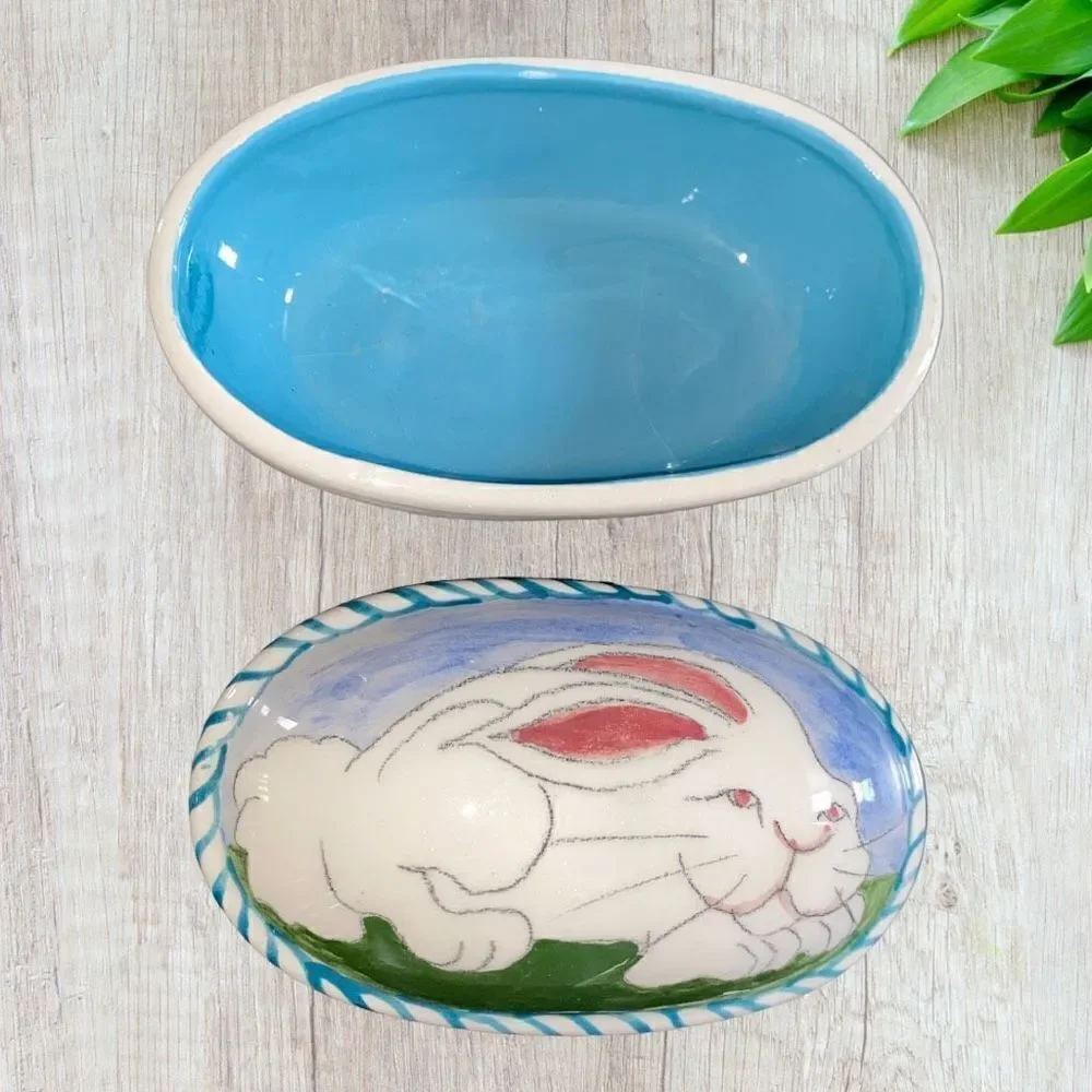 Ceramic Bunny Box Trinket Box Hanmade